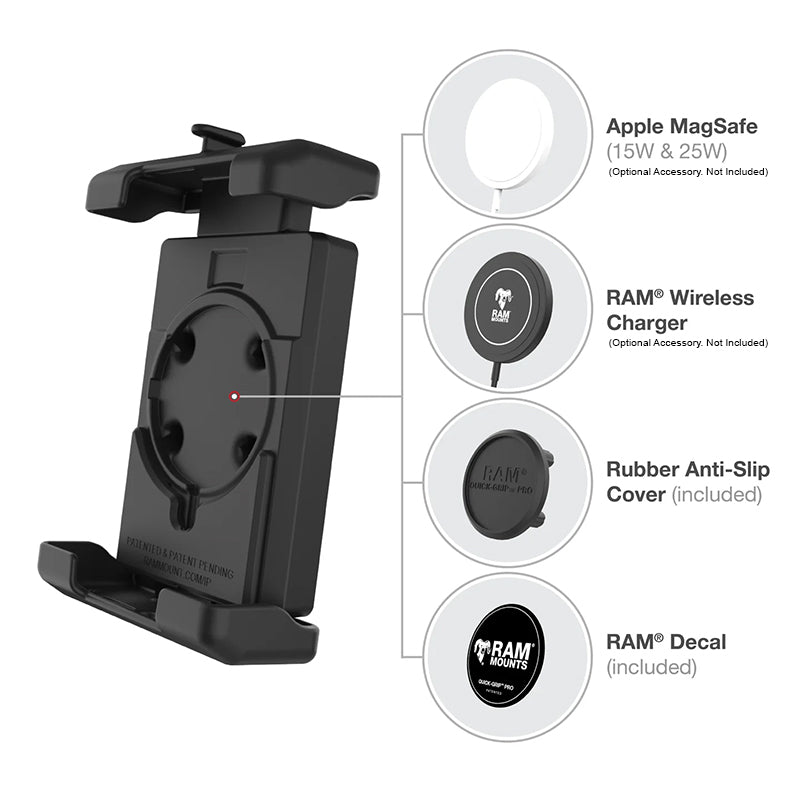 RAM Quick Grip Pro XL Phone Holder with Vibration Damper 1" Ball