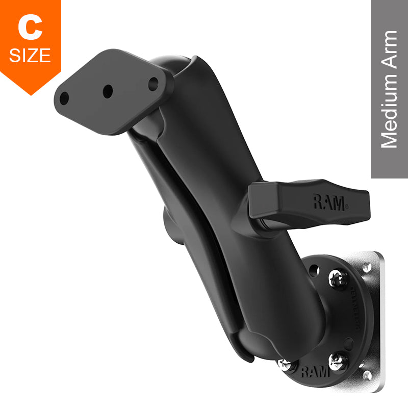 RAM Diamond Plate Dashboard Mount with Backing Plate Kit 1.5" Ball