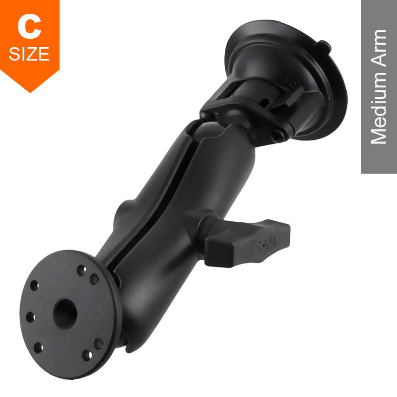 RAM Twist-Lock Suction Cup Round Plate Mount Kit 1.5" Ball