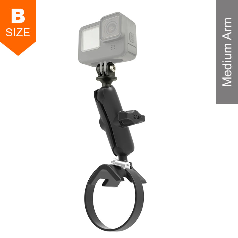 RAM 25mm - 53mm Strap Clamp GoPro Action Camera Medium Arm Mount Kit 1" Ball
