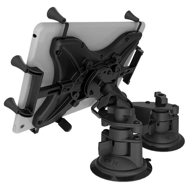 RAM Twist-Lock Dual Pivot Suction Cup X-Grip Universal 9"-11" Tablet Kit 1" Ball