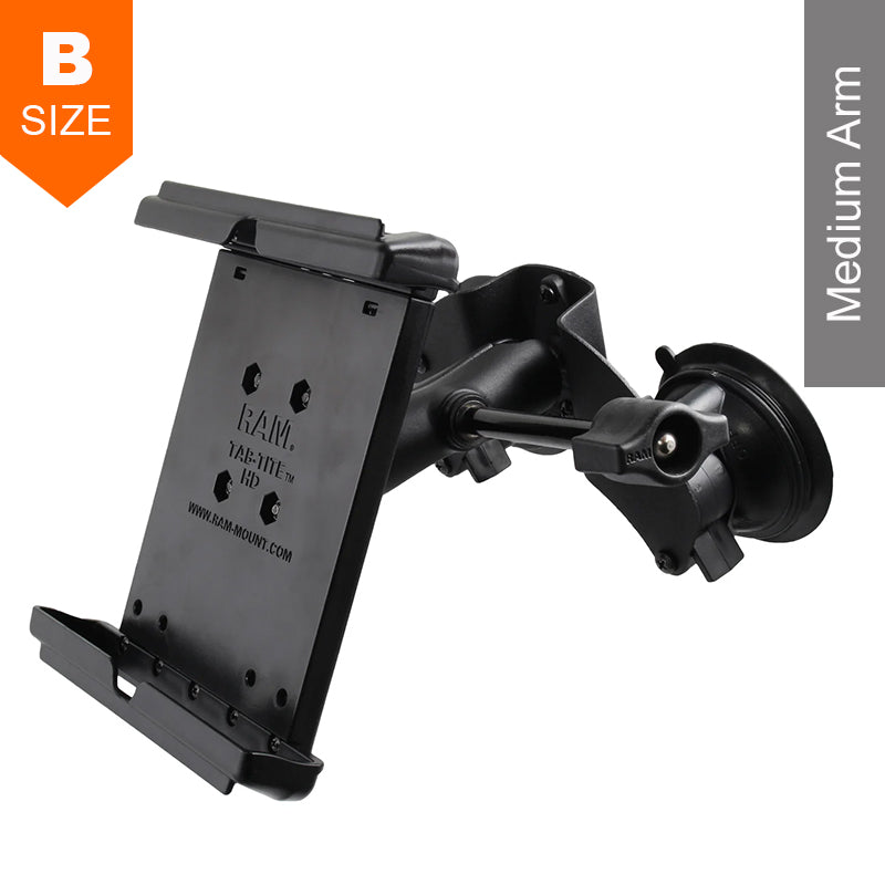 RAM Twist-Lock Dual Suction Tab-Tite 8” Tablet Kit with Extension Retention Knob 1” Ball