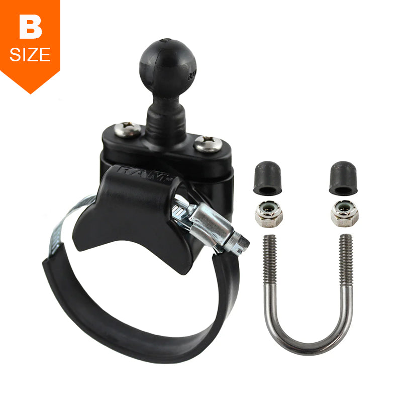 RAM 13mm-80mm ATV Stainless Steel U-Bolt/Strap Handlebar & Rail Base 1" Ball