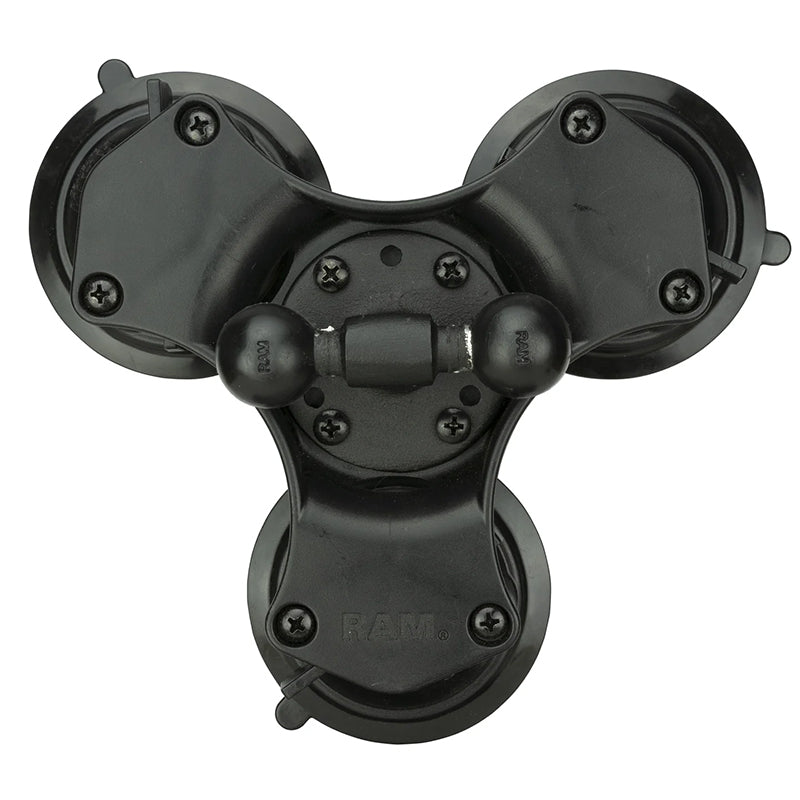 RAM Twist-Lock Triple Suction Cup Double Ball Base 1" Ball