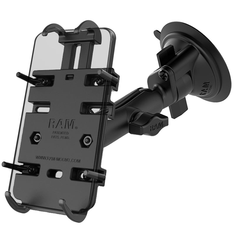 PROMOUNT-RAM Twist-Lock Suction Cup Medium Arm Quick Grip Phone Kit 1" Ball-