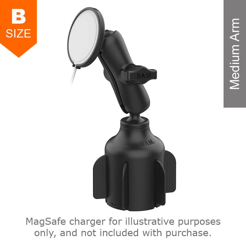 PROMOUNT - RAM Apple MagSafe 25W Stubby Cup Holder Mount Kit 1" Ball - RAP - B - 299 - 4 - AP - MAG - 1U