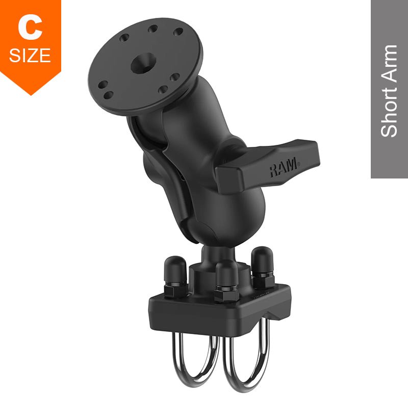 PROMOUNT-RAM Double Stainless Steel U-Bolt Mount Kit for 25mm-32mm Rails 1.5" Ball-RAM-101U-B-235