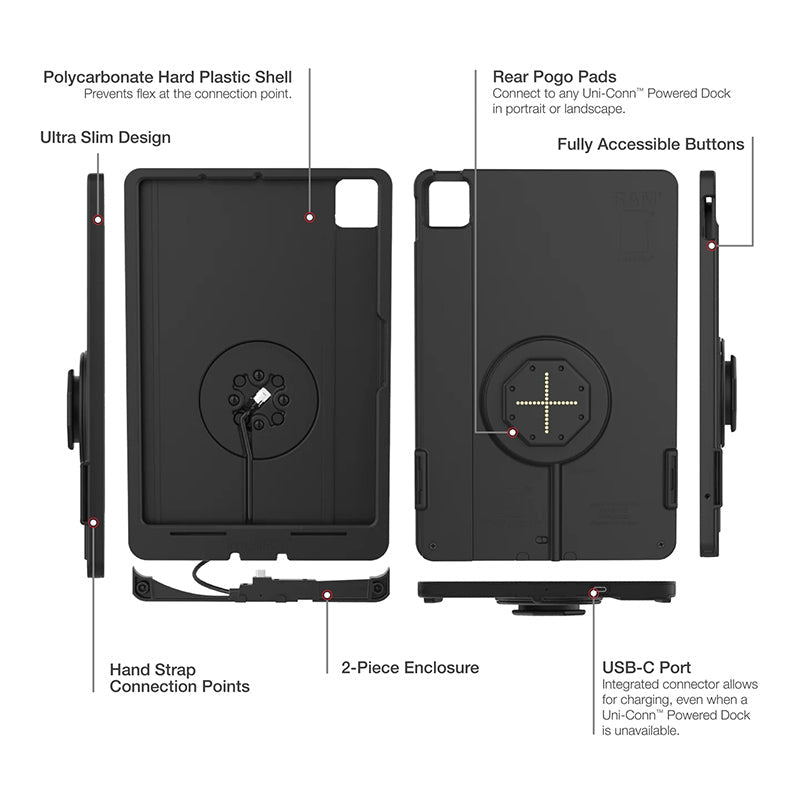 PROMOUNT - RAM Intelliskin Thin - Case for Apple iPad Pro 11 (M4) (Rear Pogo Pads) - RAM - GDS - SKIN - AP45 - M4 - TCB