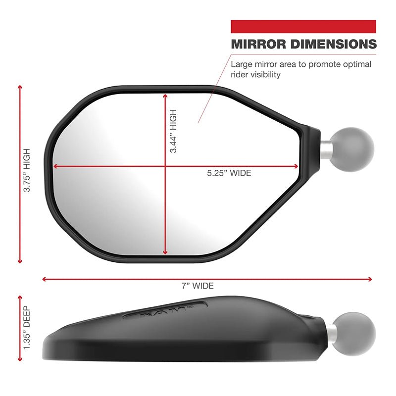 PROMOUNT - RAM Left & Right Motorcycle Tough - Mirror Kit - RAP - 465RL