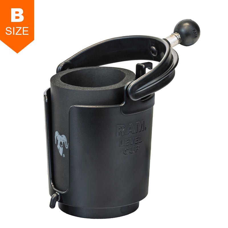 PROMOUNT - RAM Level Cup Drink Holder with Koozie 1" Ball - RAM - B - 132BU