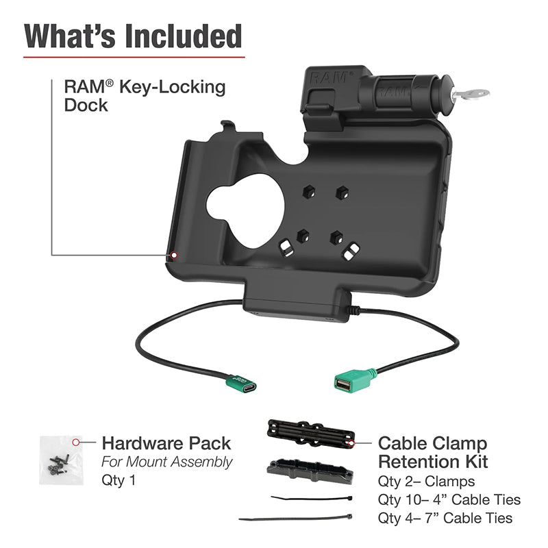 PROMOUNT-RAM Locking USB-C Power & USB-A Data Dock for Samsung Tab Active5 & Active3-RAM-HOL-SAM58CPKL-1AU
