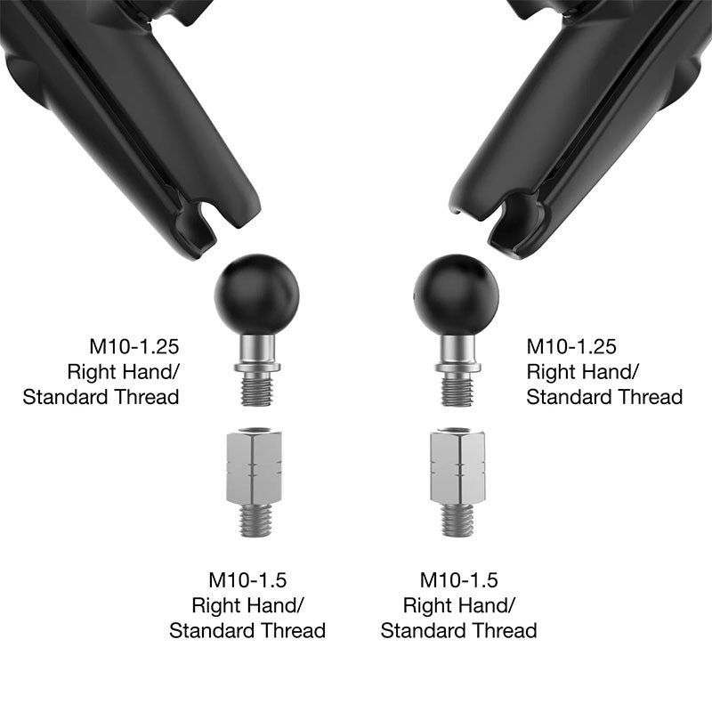 PROMOUNT - RAM Long Arm M10 - 1.5 Left & Right Tough Mirror Kit 1" Ball - RAM - B - 349 - M1015 - C - 465RL