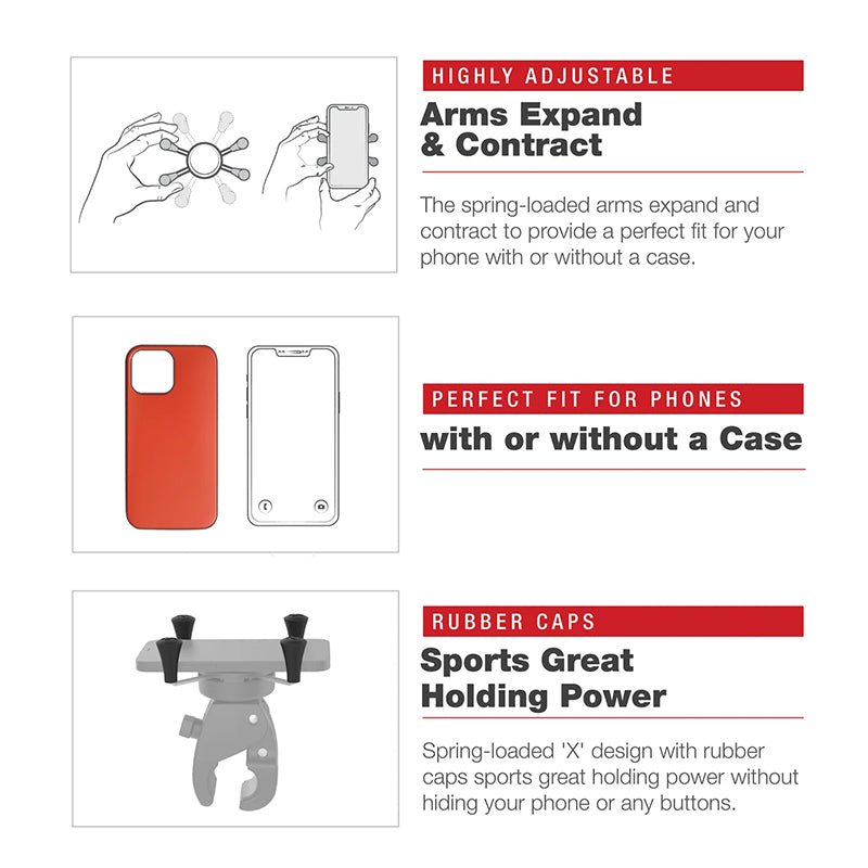 PROMOUNT - RAM Low Profile Medium Tough Claw Large X - Grip Phone Kit - RAM - HOL - UN10 - 404 - 2U