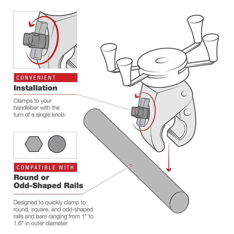 PROMOUNT - RAM Low Profile Medium Tough Claw X - Grip Phone Kit - RAM - HOL - UN7 - 404 - 2U