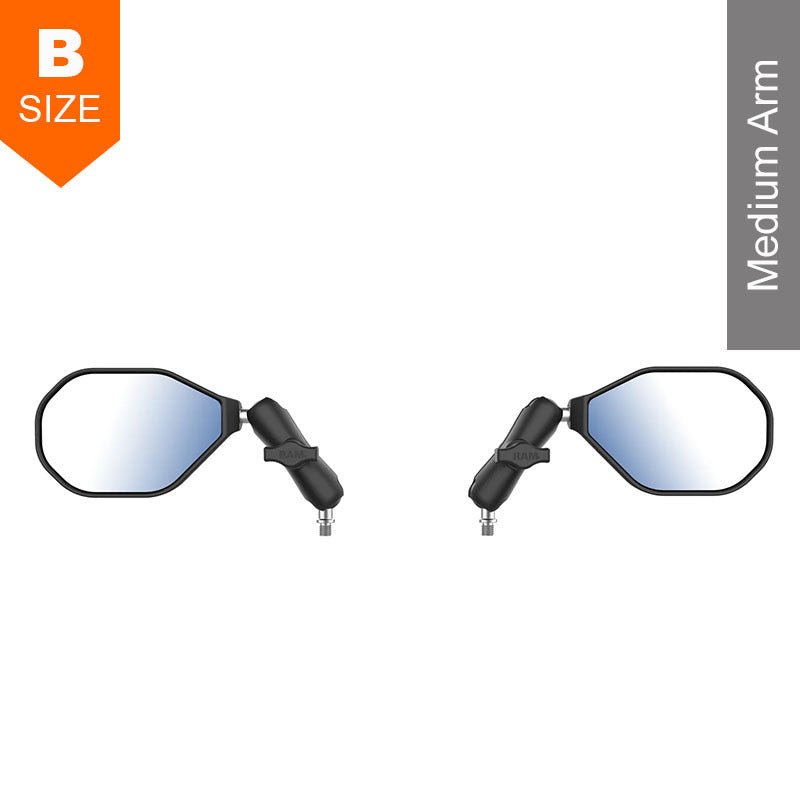 PROMOUNT - RAM Medium Arm M10 - 1.25 Left & Right Tough Mirror Kit 1" Ball - RAM - B - 349 - 465RL