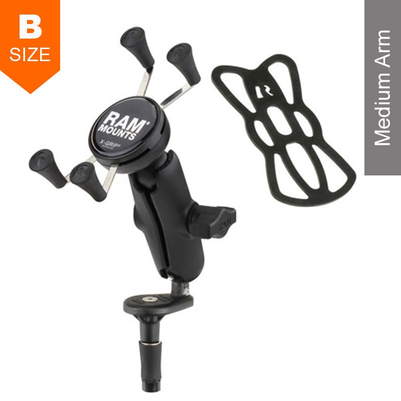 PROMOUNT - RAM Motorcycle Fork Stem Medium Arm X - Grip Phone Mount Kit - RAM - B - 176 - UN7U