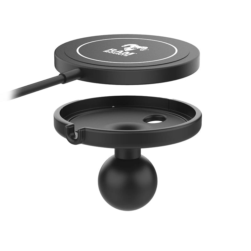 PROMOUNT-RAM Qi2 15W Wireless Charger Puck 1" Ball-RAP-B-202-AP-MAG-1-W2MU