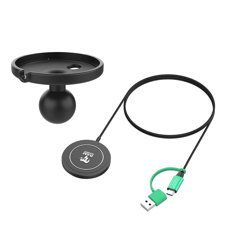 PROMOUNT-RAM Qi2 15W Wireless Charger Puck 1" Ball-RAP-B-202-AP-MAG-1-W2MU