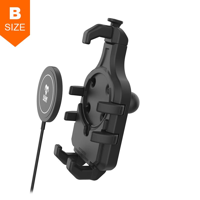 PROMOUNT-RAM Quick-Grip Pro Phone Holder with 15W Qi2 Wireless Charger 1" Ball-RAM-HOL-PD5B-W2MU