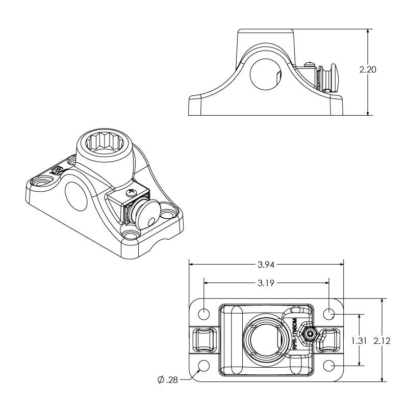 PROMOUNT - RAM ROD Bulkhead Flat Surface Post Base - RAM - 114BMPU
