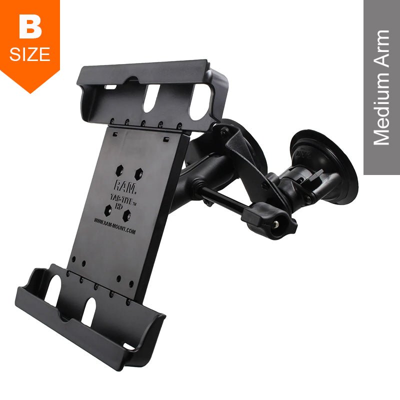 PROMOUNT - RAM Tab - Tite Twist - Lock Dual Pivot Suction Cup 10" Tablet Mount Kit 1" Ball - RAM - B - 189 - PIV1 - TAB20 - ALA1 - KRU