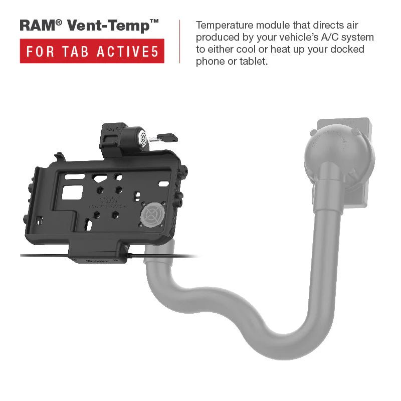 PROMOUNT-RAM Thin-Dock Key Lock USB-C Power & USB-A Data Dock for Samsung Tab Active5 & 3-RAM-HOL-SAM58CPKLT-AU