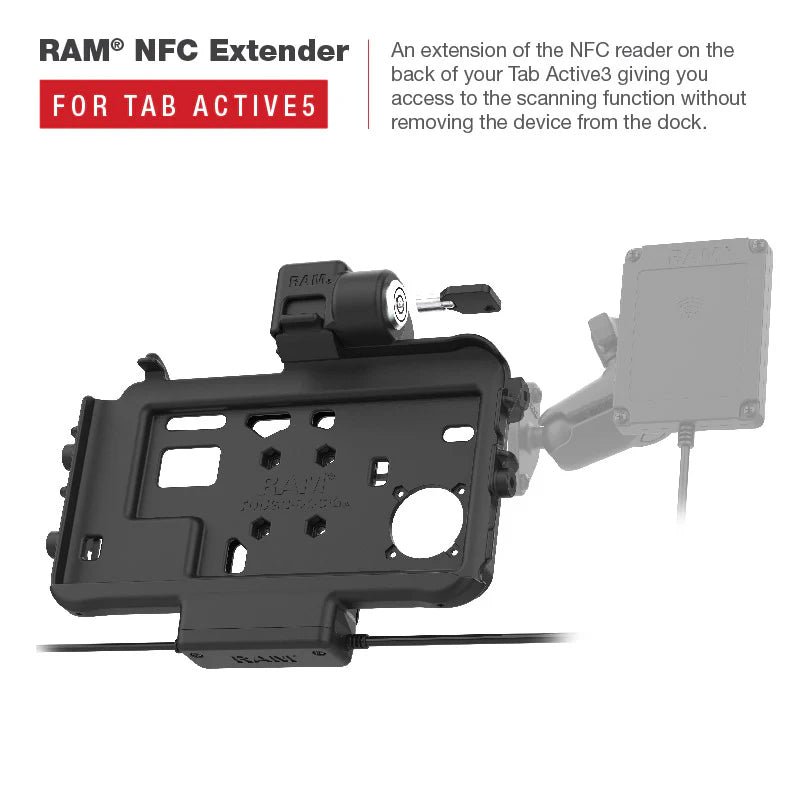 PROMOUNT-RAM Thin-Dock Key Lock USB-C Power & USB-A Data Dock for Samsung Tab Active5 & 3-RAM-HOL-SAM58CPKLT-AU