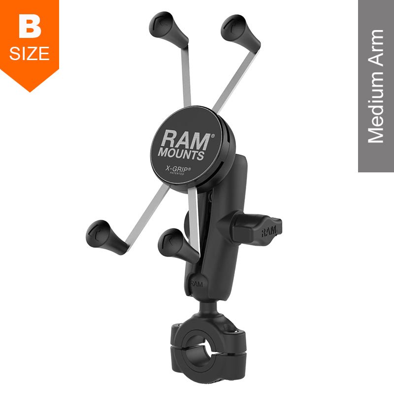 PROMOUNT - RAM Torque 19mm - 25mm Handlebar Rail Large X - Grip Phone Kit 1" Ball - RAM - B - 408 - 75 - 1 - UN10U