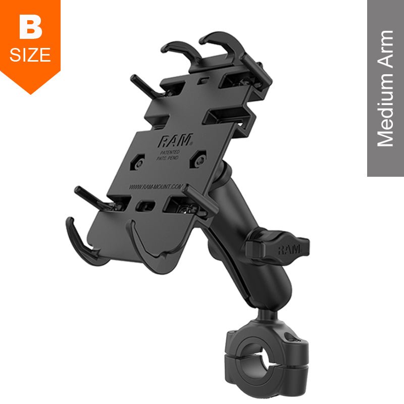 PROMOUNT - RAM Torque 19mm - 25mm Handlebar Rail Quick Grip Phone Kit 1" Ball - RAM - B - 408 - 75 - 1 - PD3U