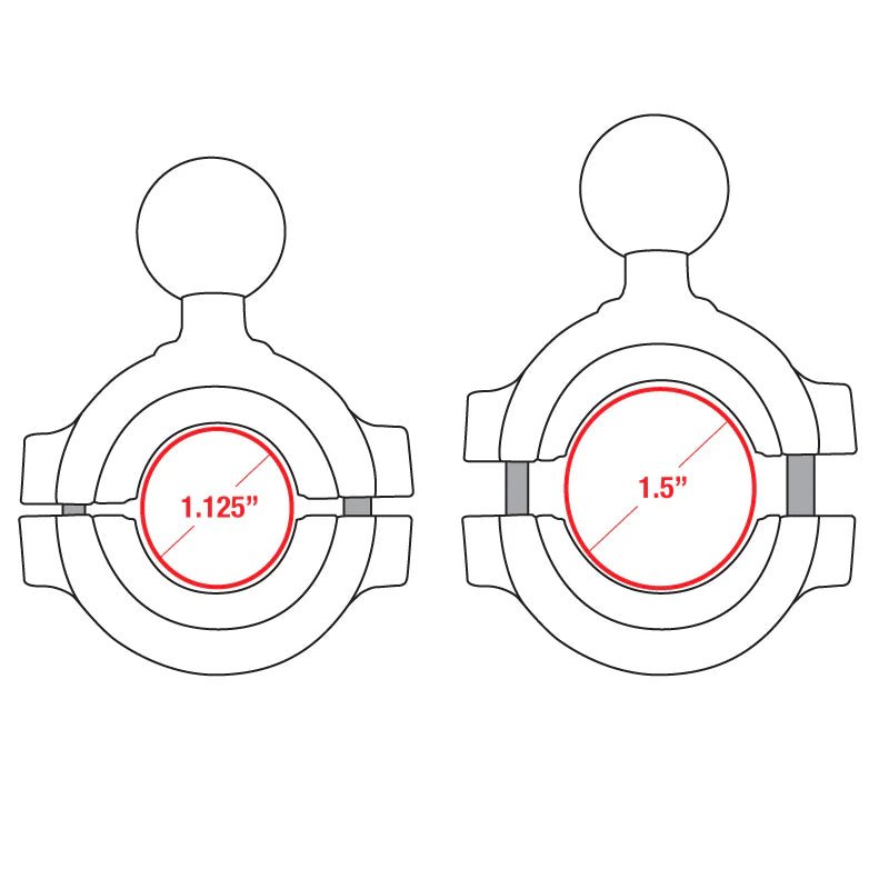 PROMOUNT - RAM Torque 28mm - 38mm Handlebar & Rail Base 1" Ball - RAM - B - 408 - 112 - 15U