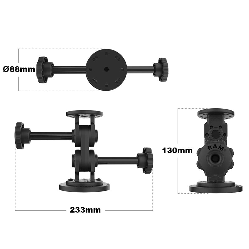 PROMOUNT - RAM Tough - Mag Dual Straight Pivot Magnetic AMPS Mount with Knob - RAP - 101 - PV4 - 2S - MAG88U