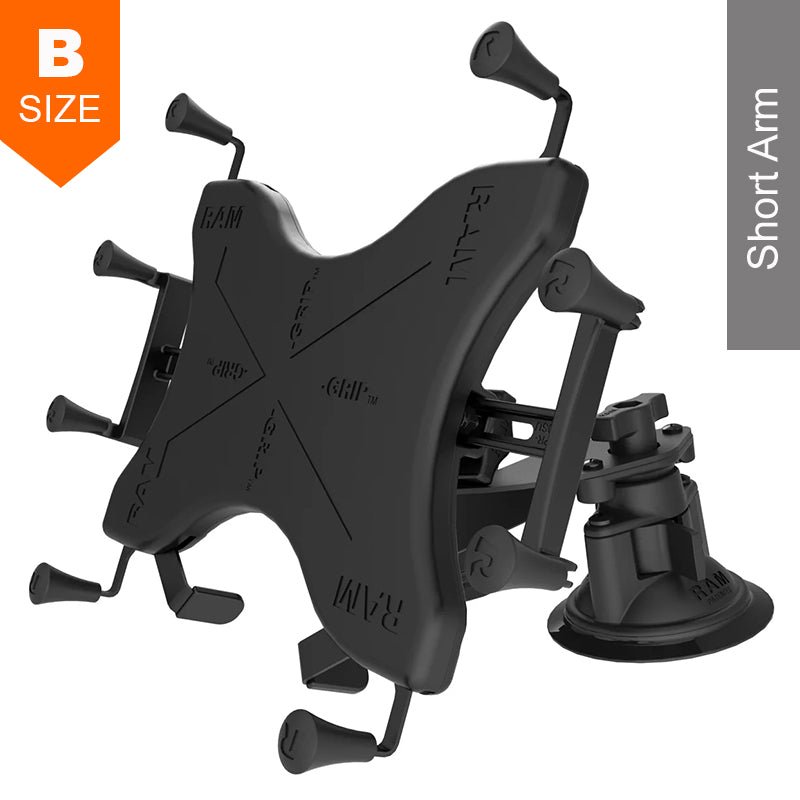 PROMOUNT-RAM Twist-Lock Dual Pivot Suction Cup X-Grip Universal 9"-11" Tablet Kit 1" Ball-RAM-B-189-PIV1-A-UN9U