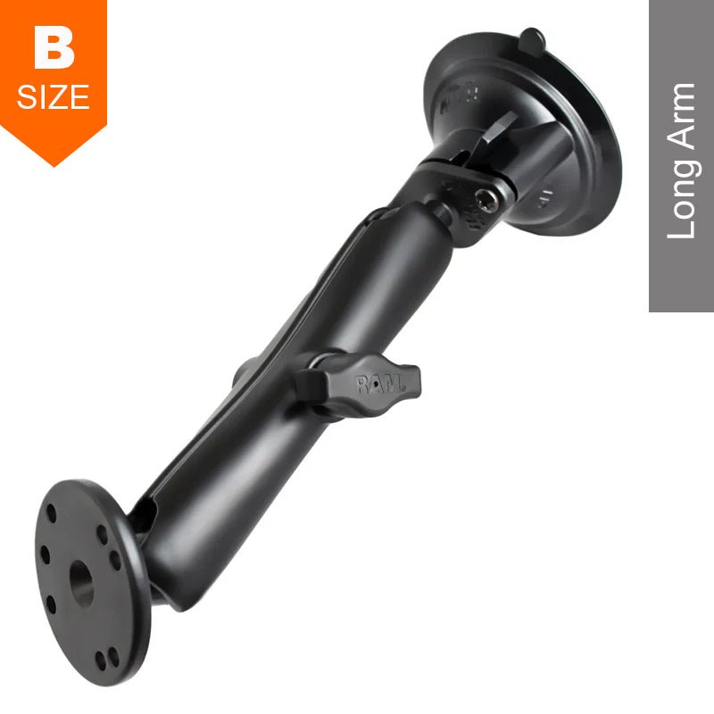 PROMOUNT - RAM Twist - Lock Suction Cup Long Arm Round Plate Mount Kit 1" Ball - RAM - B - 166 - C - 202U