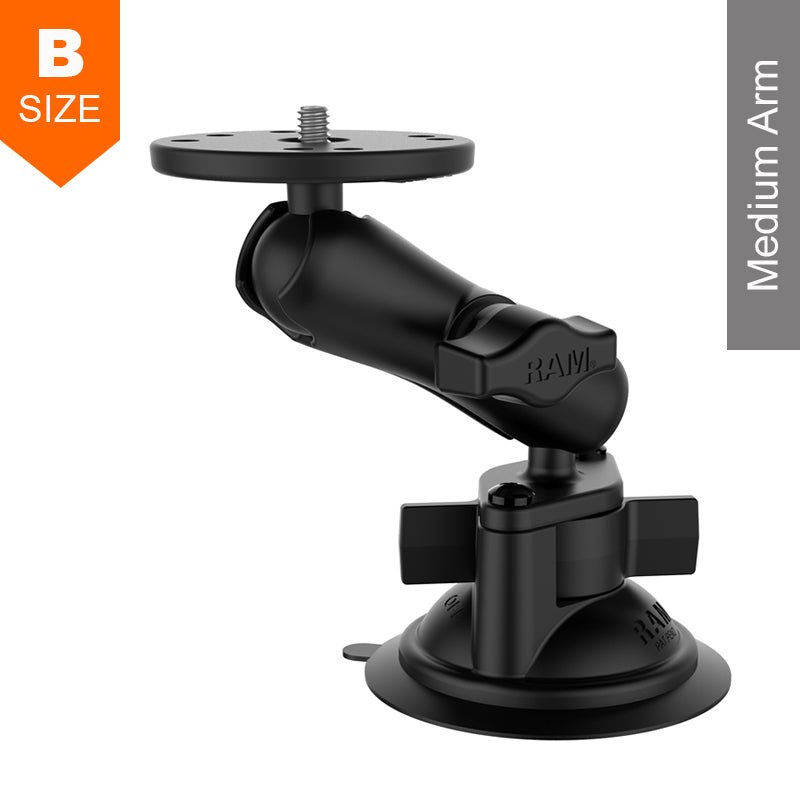 PROMOUNT - RAM Twist - Lock Suction Cup Medium Arm ¼” - 20 Stud Kit 1" Ball - RAM - B - 166 - 202AU