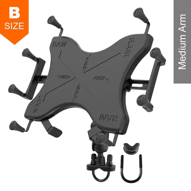 PROMOUNT-RAM U-Bolt Handlebar Rail X-Grip Universal Holder for 9"-11" Tablets Kit 1" Ball-RAM-B-149Z-UN9U