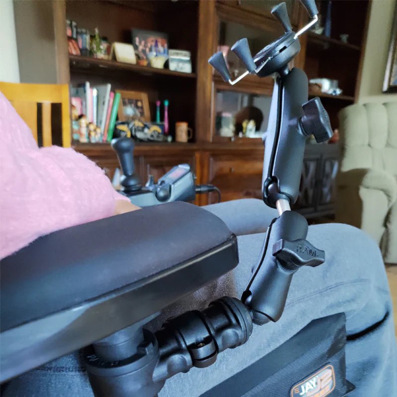 PROMOUNT - RAM Wheelchair Armrest Quick Release & Swivel Phone Kit 1" Ball - RAP - AAPR - WCT - 419 - UN7U
