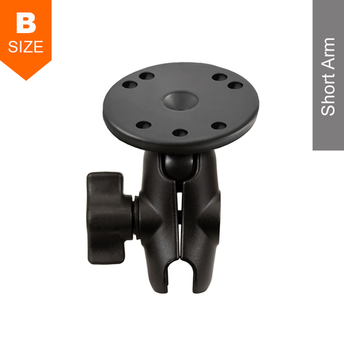 RAM Short Double Socket Arm with Round Base 1" Ball