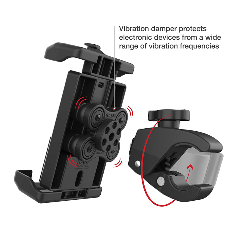 RAM Low Profile Tough-Claw Quick-Grip Pro XL Vibration Damping Phone Kit