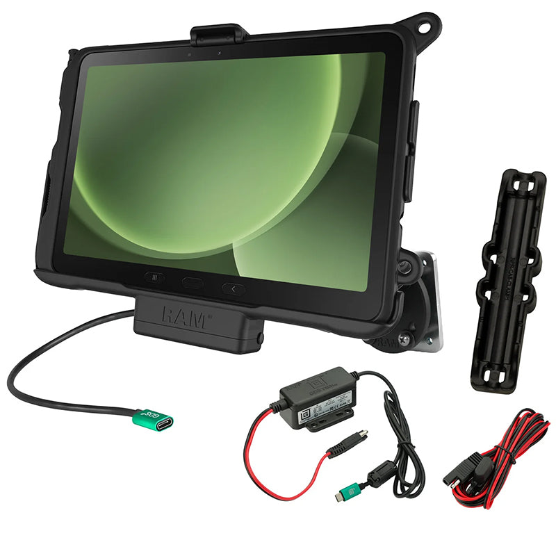 RAM Samsung Tab Active5 Pro & Active4 Pro USB-C Powered Dock Dashboard Mount Kit 1.5" Ball