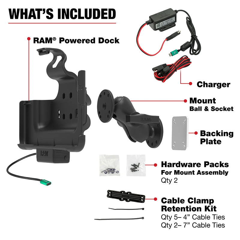 RAM Samsung Tab Active5 Pro & Active4 Pro USB-C Powered Dock Dashboard Mount Kit 1.5" Ball