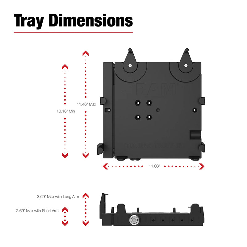 RAM Tough-Tray III Spring Loaded 10" - 17" Laptop Holder