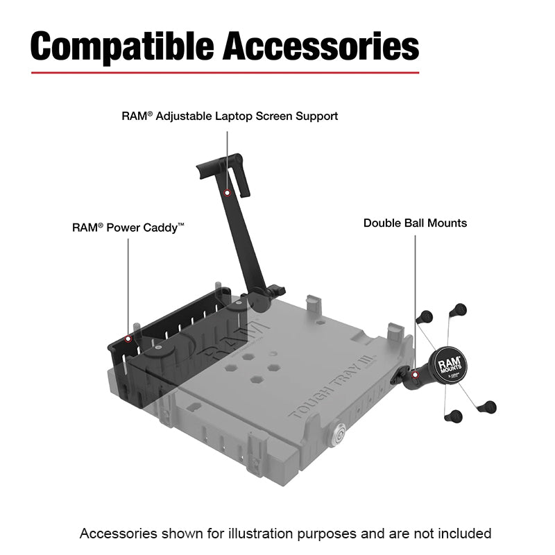 RAM Tough-Tray III Spring Loaded 10" - 17" Laptop Holder
