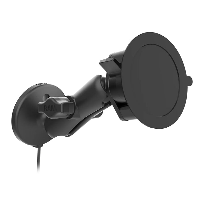 RAM Twist Lock Suction Cup Mount with 15W Qi2 Wireless Charger 1" Ball