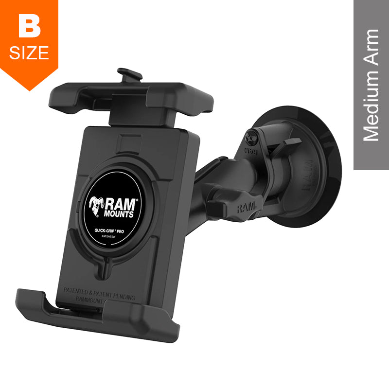 RAM Twist-Lock Suction Cup Quick Grip Pro XL Phone Holder 1" Ball