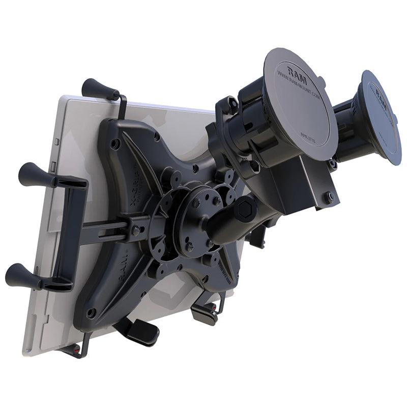 RAM X-Grip 12"-13" Tablet Dual Twist-Lock Pivot Suction Mount Kit 1" Ball
