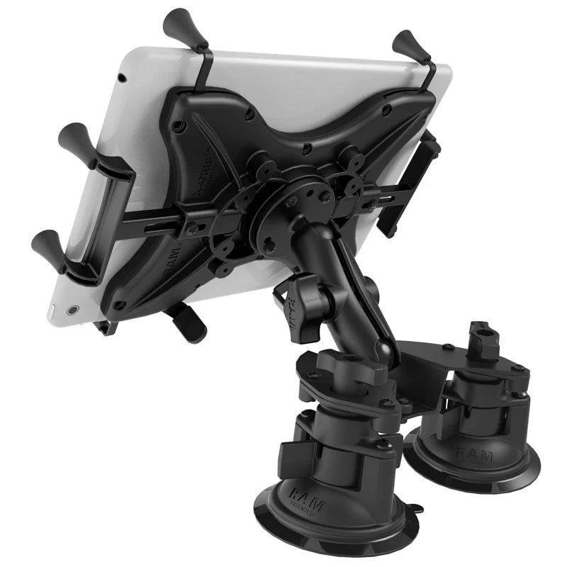 RAM Twist-Lock Dual Pivot Suction Cup X-Grip Universal 9"-11" Tablet Kit 1" Ball