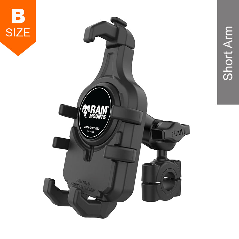 RAM Torque 19mm-25mm Handlebar Rail Quick Grip Pro Phone Kit 1" Ball