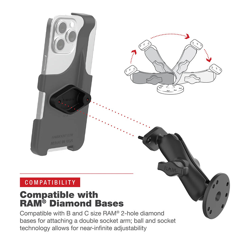 RAM Form-Fit Cradle for Apple iPhone 14 Plus/Pro Max 15 Plus & 16 Plus