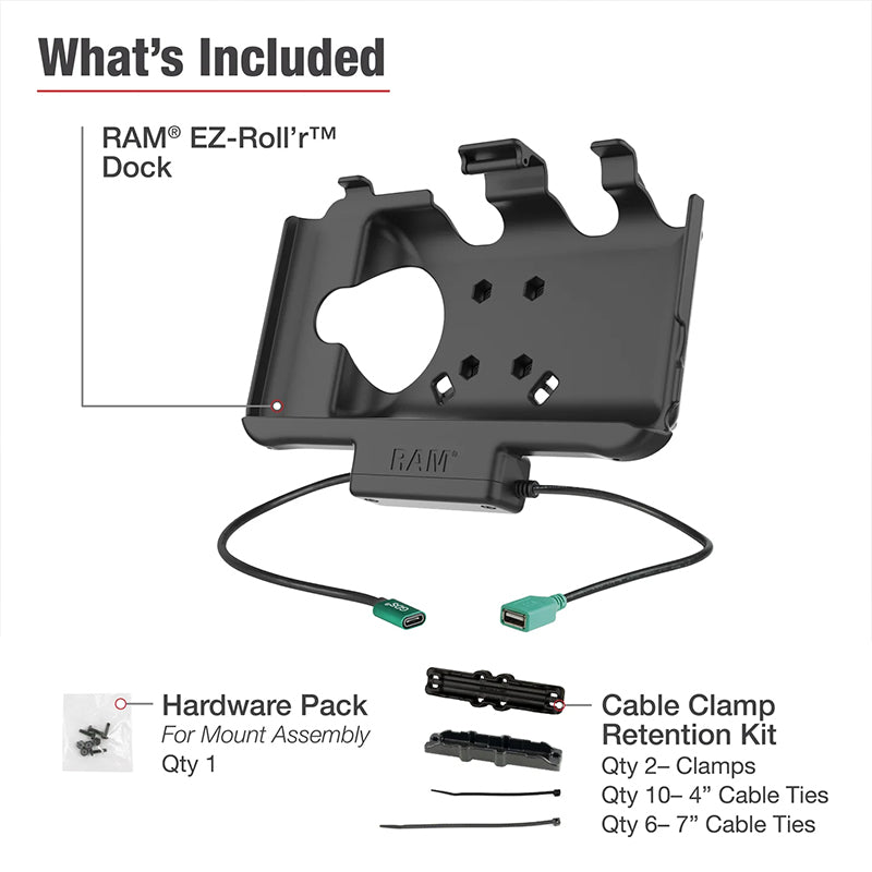 RAM EZ-Roll'r Dock USB-C Power & USB-A Data Samsung Tab Active5 & Active3