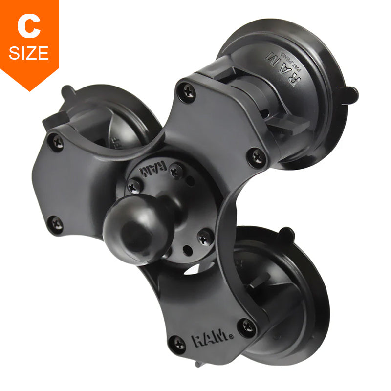 RAM Twist-Lock Triple Suction Cup Base 1.5" Ball